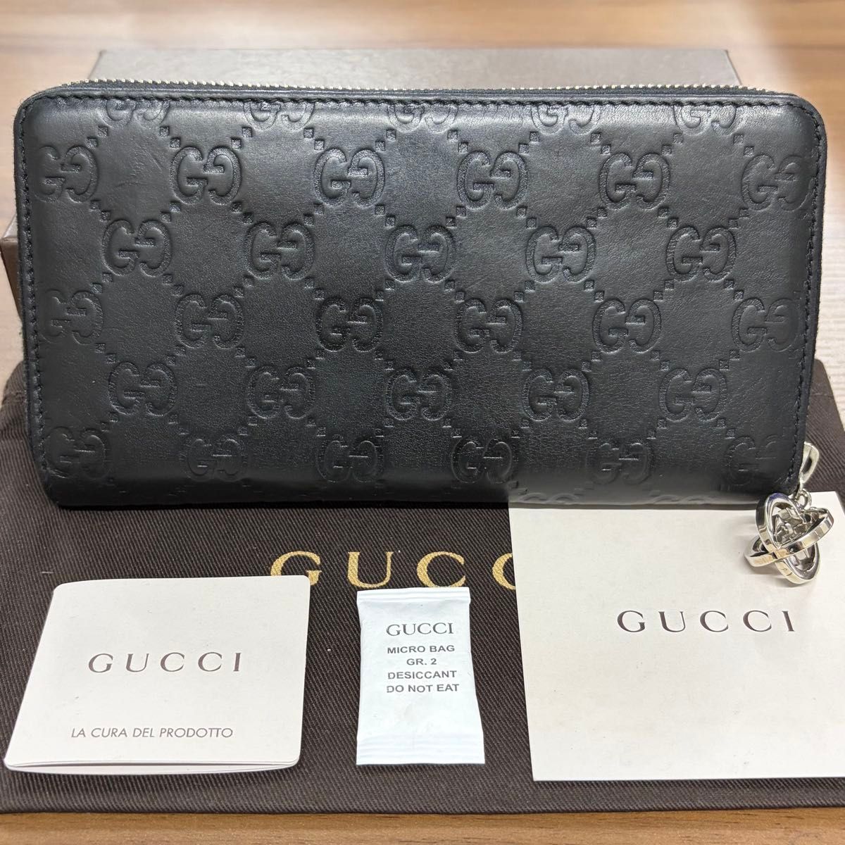 59 美品 GUCCI グッチ 長財布 ラウンドファスナー バンブー シマ