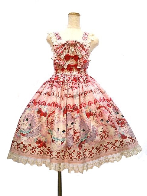 Preview of KC付き Royal Princess Alice Sweet Strawberry Cat 飴ノ森ふみかコラボ ジャンパースカート＆カチューシャ JSK ロイヤルプリンセスアリス
