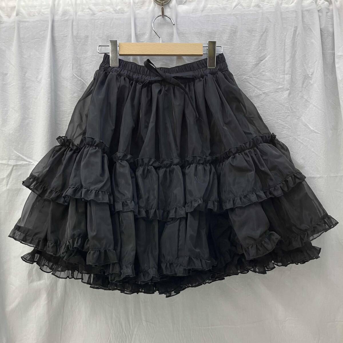 Preview of Metamorphose Temps de Fille メタモルフォーゼ オーガンジーフリルパニエ ティアードフリルスカート ブラック 店舗受取可