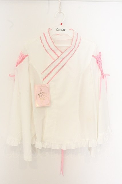 Preview of metamorphose / 着物合わせ風ブラウス 白*ピンク O-26-06-07-012-ME-BL-IG-OS
