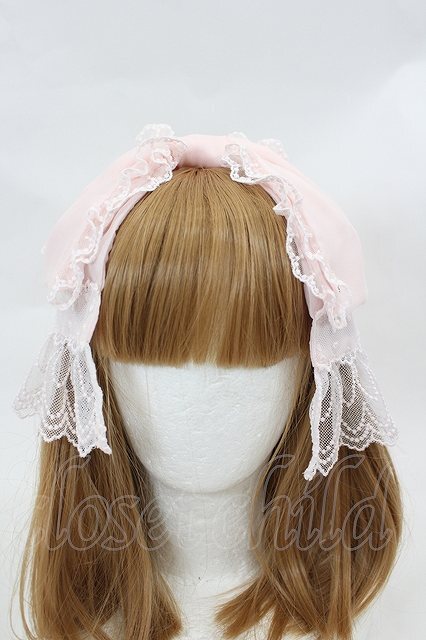 Preview of Angelic Pretty / DotチュールRibbonカチューシャ ピンク I-26-07-15-103-AP-AC-SA-ZI