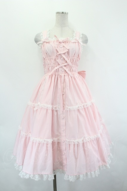 Preview of metamorphose / 【プラスサイズ】シャーリングティアードジャンパースカート 1 ピンク I-26-07-15-036-ME-OP-SA-ZI