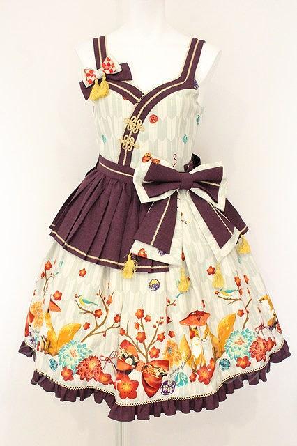 Preview of metamorphose / 春告げ鳥の恋うららペプラムジャンパースカート グリーン系 O-26-07-18-026-ME-OP-IG-OS