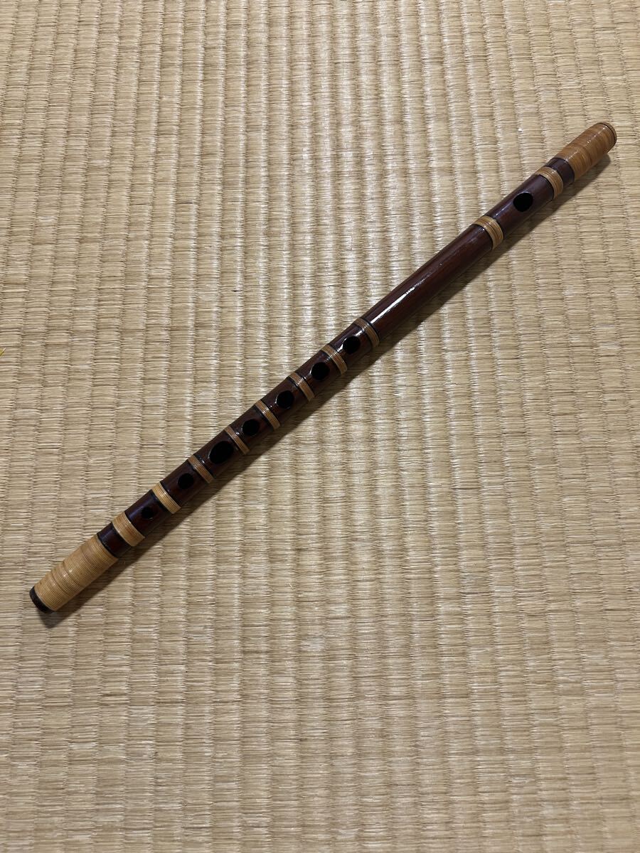 琴古流尺八【雅 中村銀越】籐巻2つ折 53.8cm キャップ付