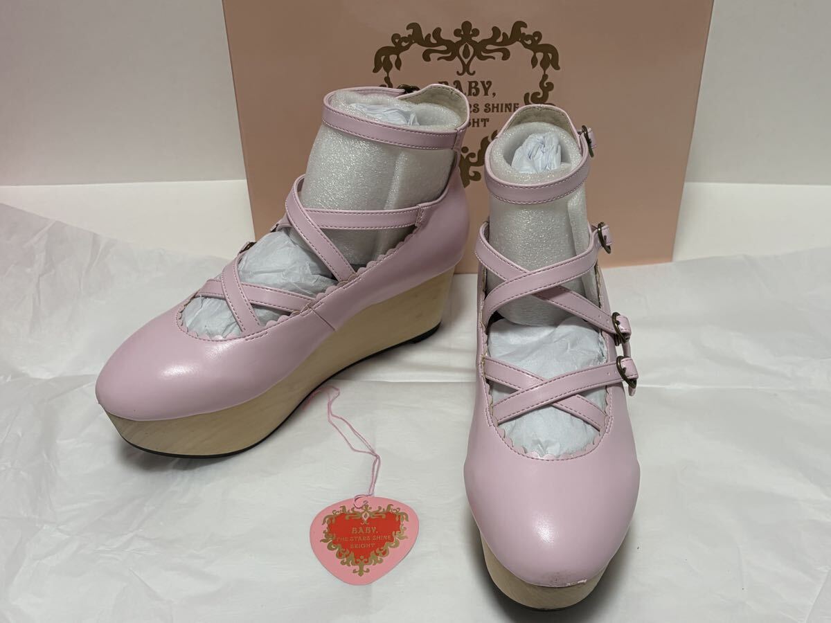 Preview of 使用わずか2回!! BABY THE STARS SHINE BRIGHT BABYヴィクトワールシューズ ピンク Lサイズ 靴 ロリータ パンプス ベイビー レザー 箱付き