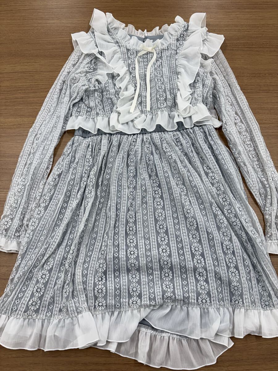 Preview of 夢展望 ディアマイラブ フリルデザイン ミニワンピース サックス 3L