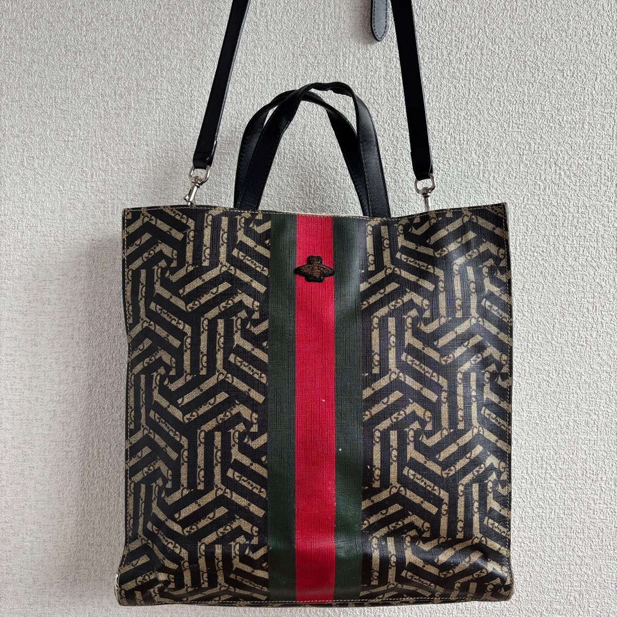 GUCCI グッチ GGスプリーム リボン トートバッグ ハンドバッグ 