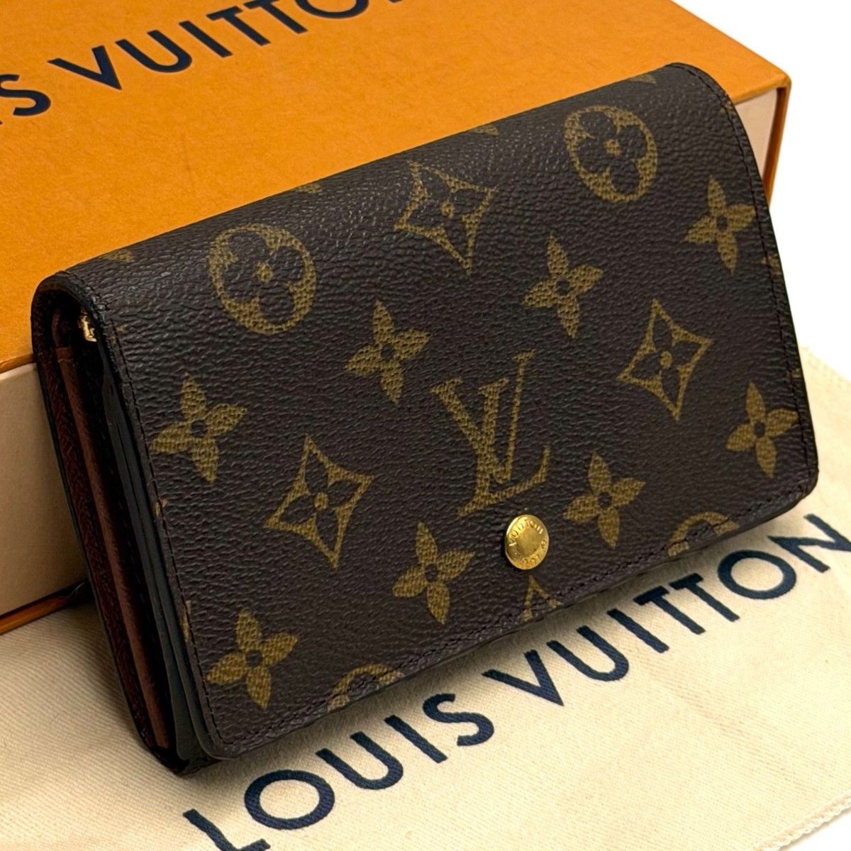 美品ルイヴィトン モノグラム ポルト モネ ジップ 二つ折り財布 廃盤