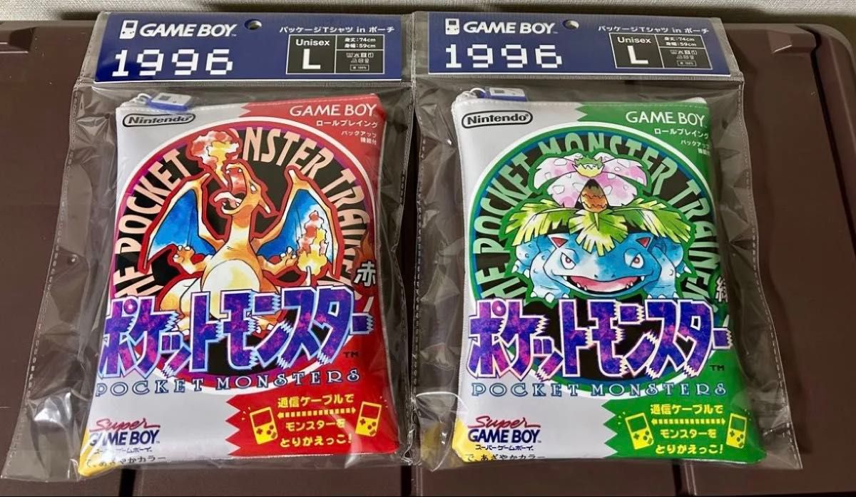 GAME BOY 1996 パッケージTシャツ in ポーチ ポケットモンスター 緑 M
