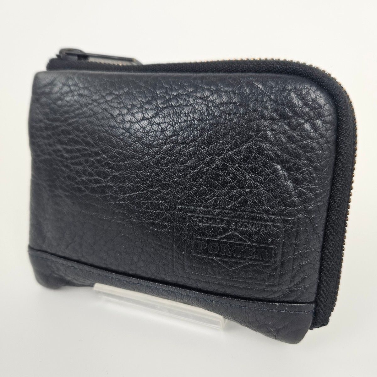 美品　PORTER カレント パスケース 黒 レザー L字ファスナー 小銭入れ 美品 PORTER ポーター カレント パスケース 黒 レザー L字ファスナー
