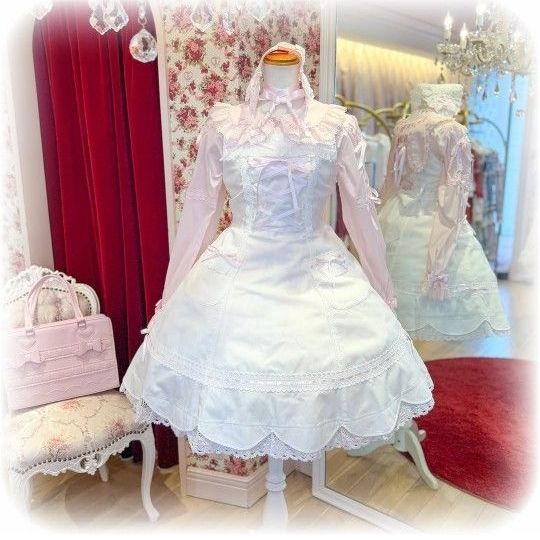 Preview of 新品BABY THE STARS SHINE BRIGHT 裾スカラップJSK ベイビーザスターズシャインブライト 白ピンク 完売