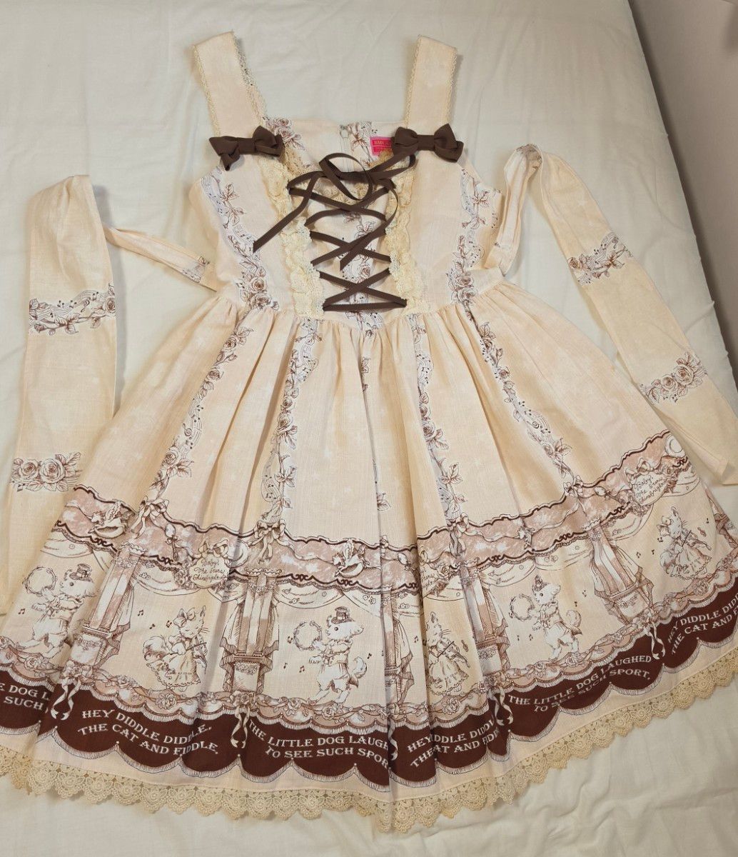 Preview of BABY THE STARS SHINE BRIGHT マザーグース柄JSK 生成り×茶