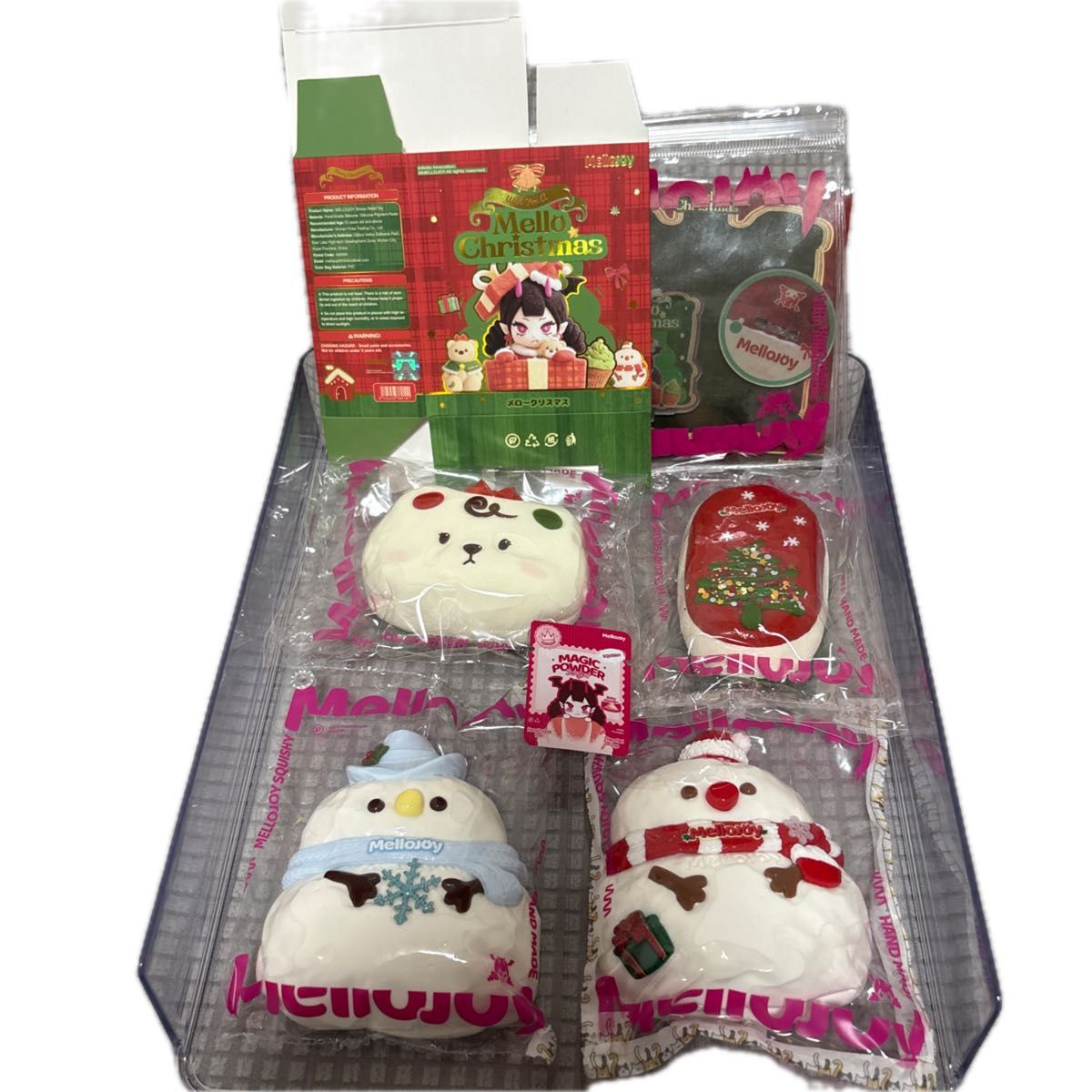 メロジョイ クリスマス スクイーズとマジックパウダーセット mellojoy メロジョイ スクイーズ マジックパウダー2つ 入れ替え袋2枚