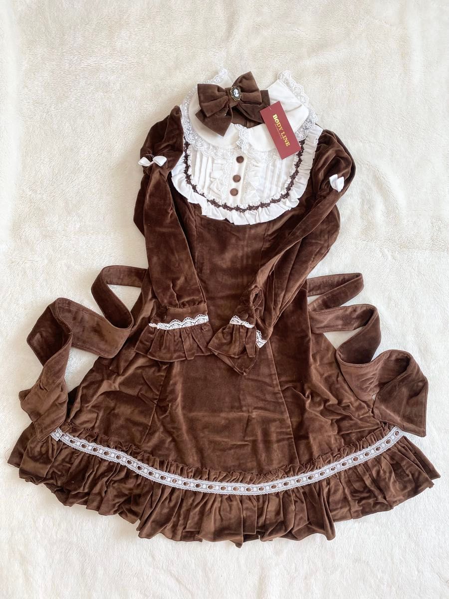 Preview of BODYLINE ボディライン 別珍 ヨーク襟 ワンピース クラシカルロリィタ ブラウン 新品 未使用 タグ付き