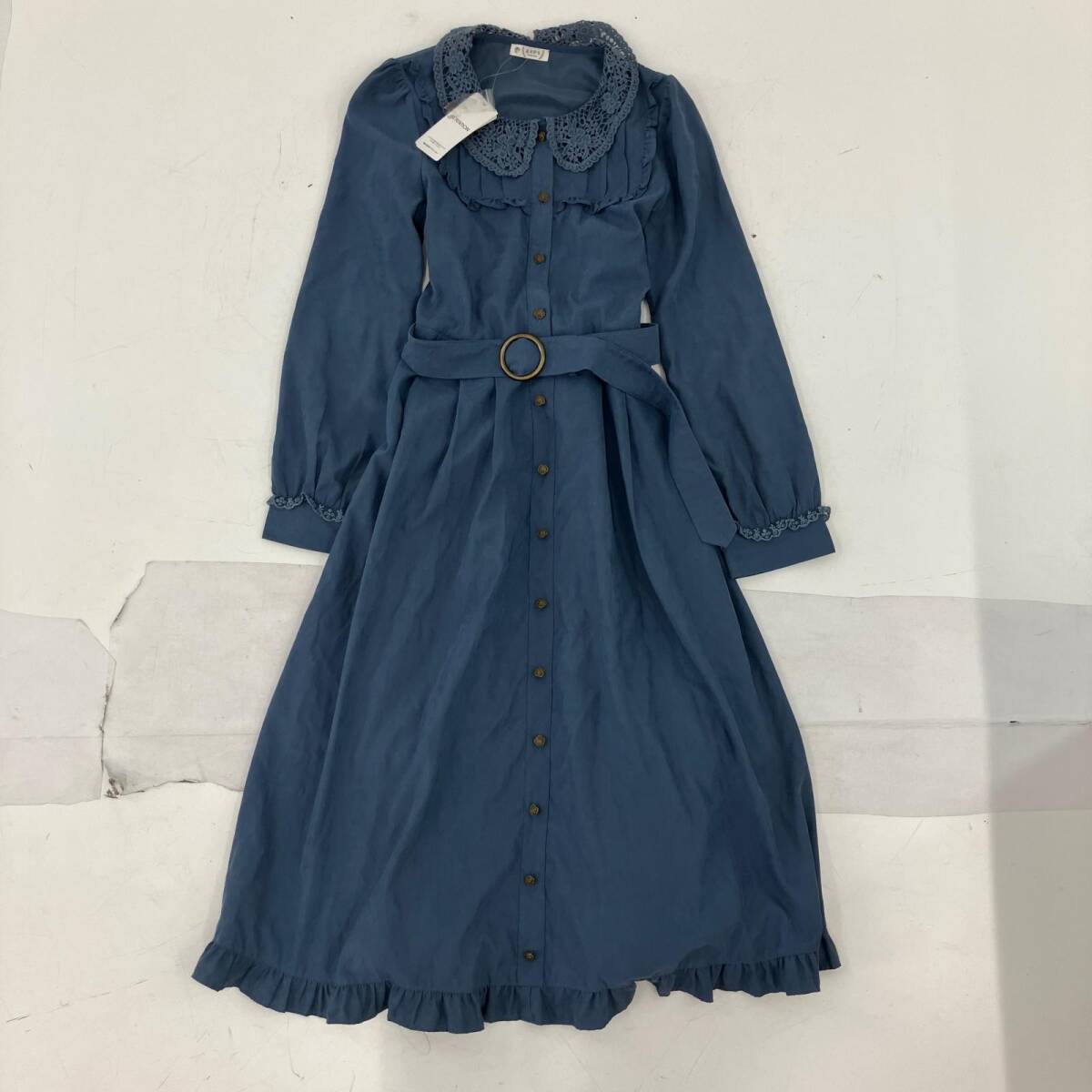 Preview of △ アクシーズファム axes femme ワンピース レディース M ブルー レース 長袖 クラシカル ガーリー フェミニン ロリータ 古着