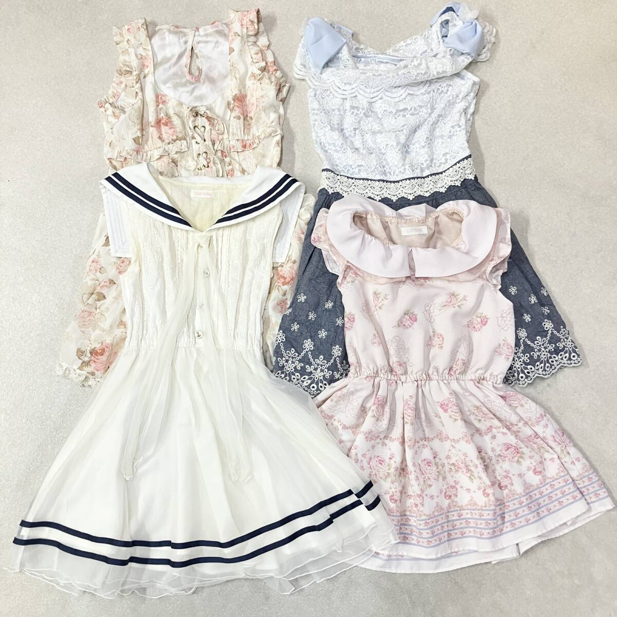 Preview of ● LIZ LISA リズリサ 4点 まとめ ワンピース ロリィタ ロリータ 花柄 セーラー レース シースルー リボン かわいい ピンク 現状品