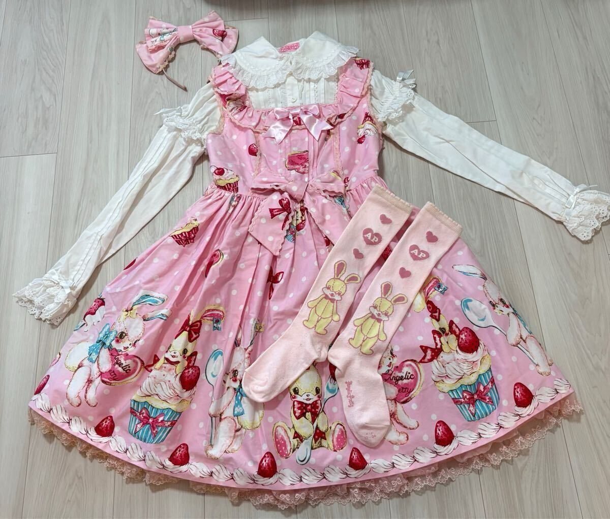 Preview of Angelic Pretty リリカルパーティーおでかけ ジャンパースカート ピンク アンプリ リリカルバニー