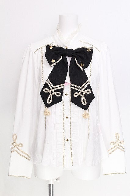 Preview of Angelic Pretty / CIRCUS Ribbonブラウス 白ｘ黒 S-26-07-24-001-AP-BL-AS-ZS