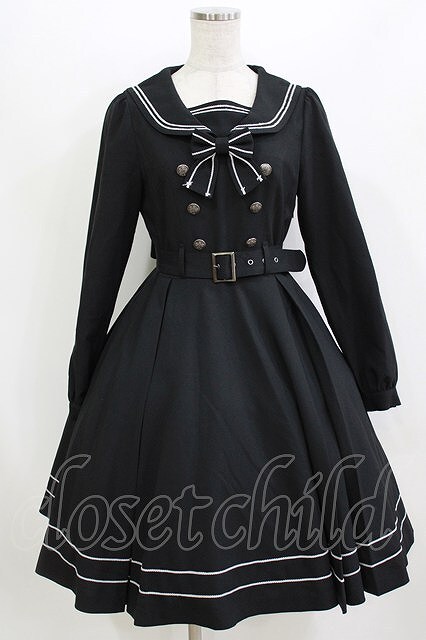 Preview of metamorphose / 長袖セーラーリボンワンピース（無地）（2022年） サイズ1 ブラック H-26-08-07-002-ME-OP-NS-ZH