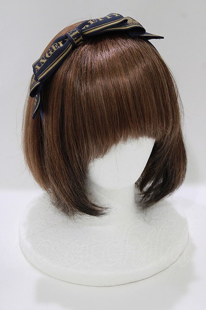 Preview of Angelic Pretty / Crownロゴリボンカチューシャ ネイビー H-26-08-02-007-AP-AC-NS-ZH