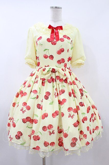 Preview of Angelic Pretty / ドレンチェリー切替ワンピース Free イエロー H-26-08-06-1038-AP-OP-NS-ZH