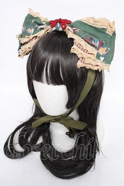 Preview of ALICE and the PIRATES / Marionette Chris柄リボンヘッドドレス グリーン Y-26-07-27-017-PA-AC-SZ-ZY