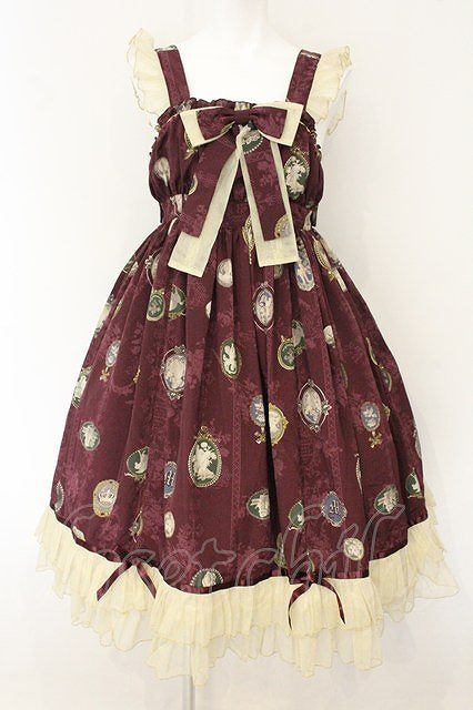 Preview of metamorphose / Vintage cameo ミディアムジャンパースカート ワイン O-26-08-01-1026-ME-OP-OW-OS