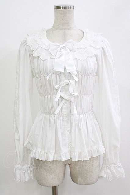 Preview of metamorphose / 綿レースシャーリング長袖ブラウス(丸襟) サイズ1 オフ H-26-08-21-064-ME-BL-NS-ZH