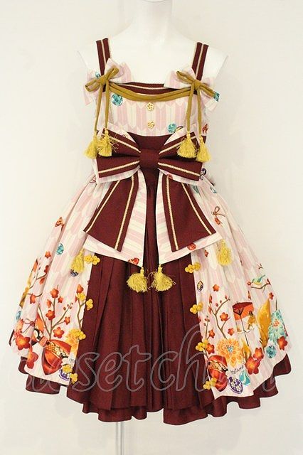 Preview of metamorphose / 春告げ鳥の恋うららプリーツジャンパースカート ピンク O-26-08-15-035-ME-OP-IG-OS