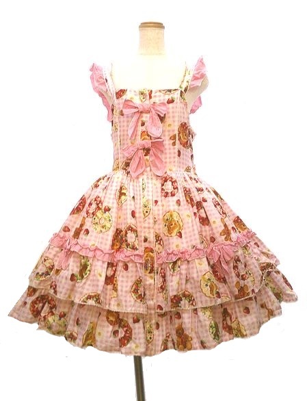 Preview of Metamor Phose Gingham fruits tartフリルジャンパースカート JSK ジャンパースカート メタモルフォーゼ