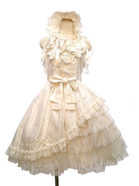 Preview of Metamor Phose Princess シャンタンアシメトリーフリルジャンパースカート ＆ Roseハーフ ボンネット ２点セット メタモルフォーゼ