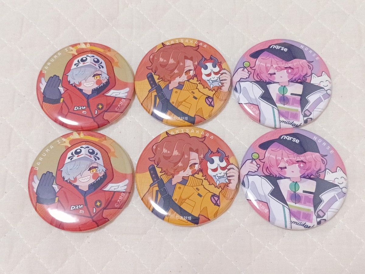 CrazyRaccoon 大妖怪 ローソン 缶バッジ だるまいずごっど ありさか