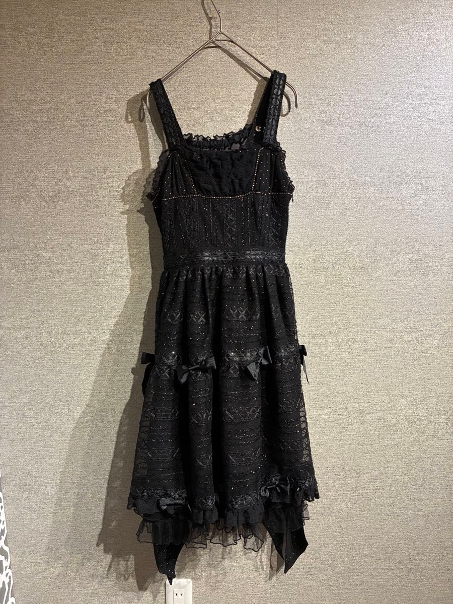 Preview of BABY, THE STARS SHINE BRIGHT ロリ ワンピース 黒ゴシック調 チュールキャミソールワンピース
