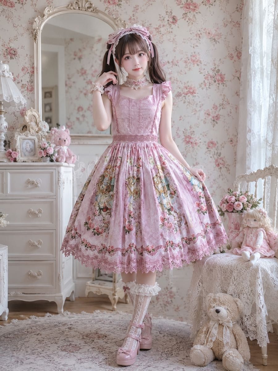 Preview of axes femme kawaii アリスコラボ ワンピース アクシーズファム JSK ピンク M