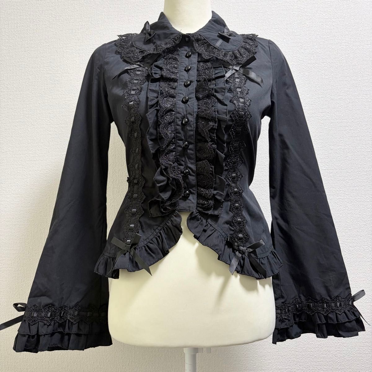 Preview of BODYLINE ボディライン フリル ブラウス レース 黒 ロリータ