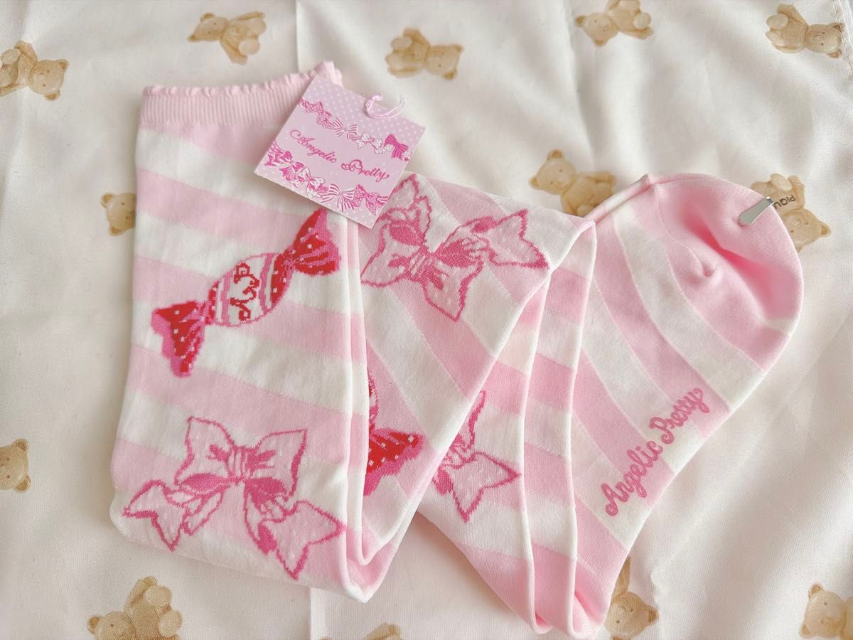 Preview of 【新品】Angelic Pretty キャンディボーダーオーバーニー ソックス