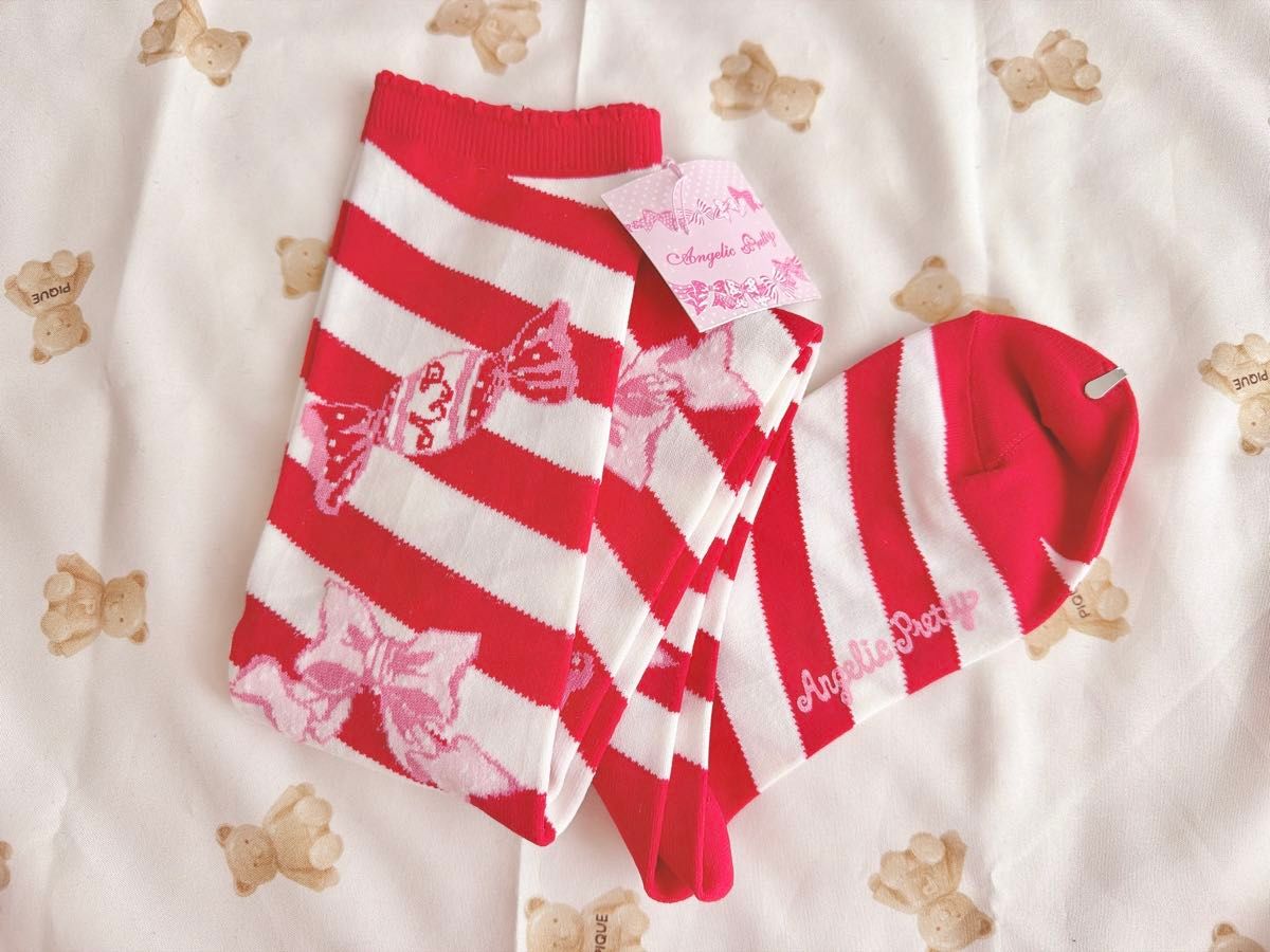 Preview of 【新品】Angelic Pretty キャンディボーダーオーバーニー ソックス