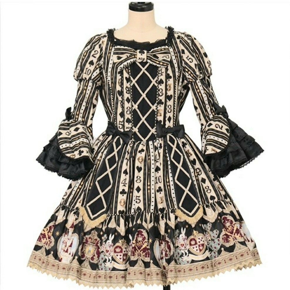 Preview of Angelic Pretty アンジェリックプリティ ワンピース ワンダークイーン 黒地 レア JSK ドレス ハートの女王