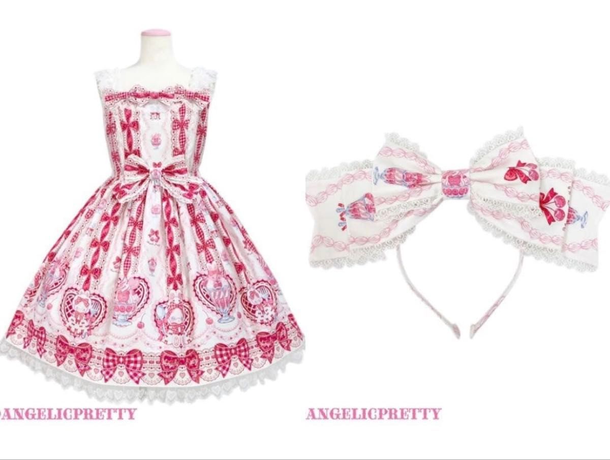 Preview of Angelic Pretty Bunny Ribbon Parfaiteria ジャンパースカート カチューシャ 2点セット