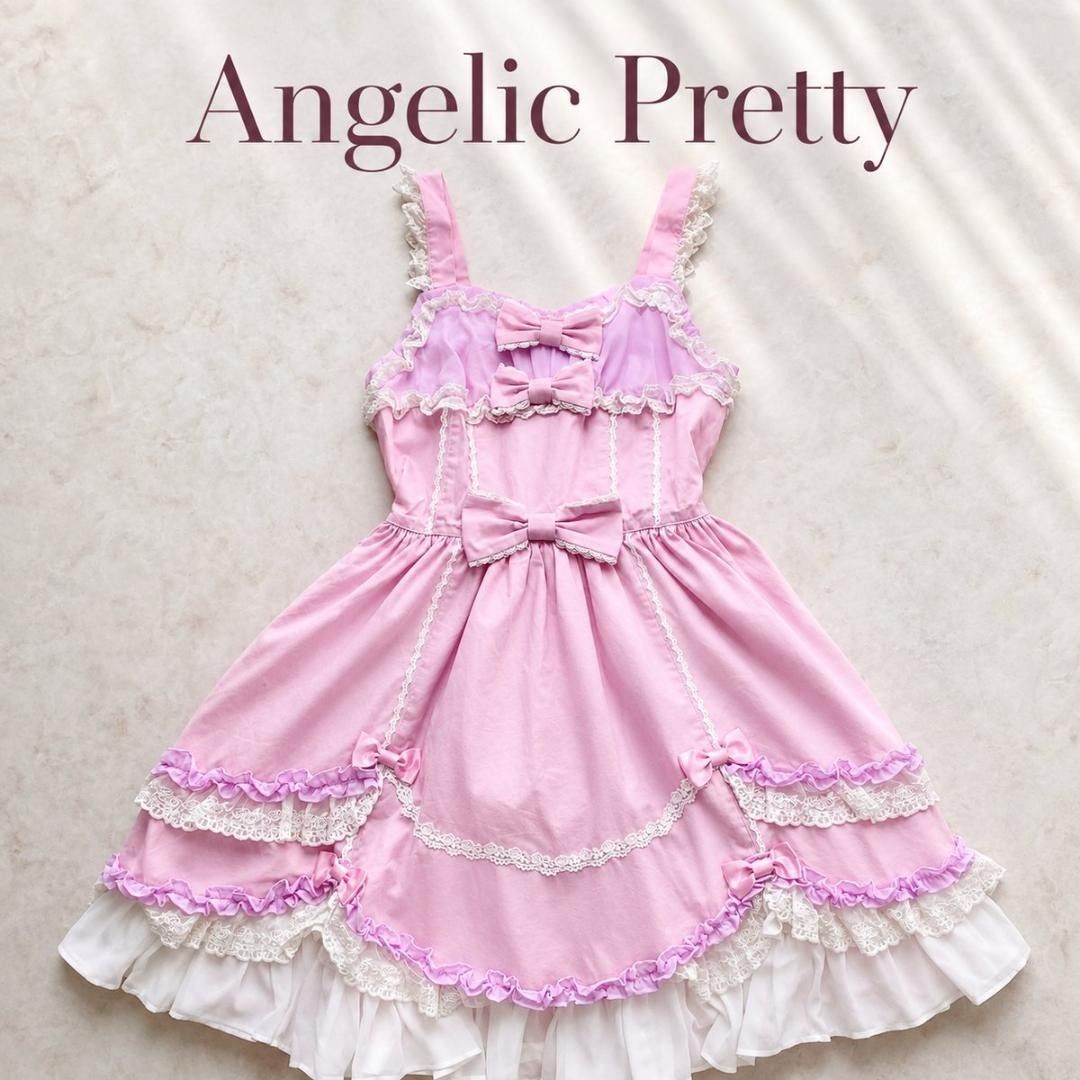 Preview of アンジェリックプリティAngelic JSK ワンピース リボンフリル ロリータ ピンク 甘ロリ ジャンパースカート