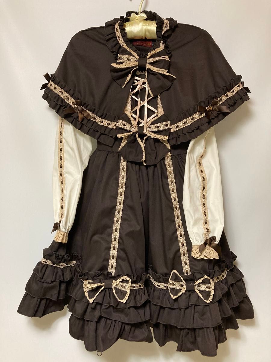 Preview of Ｌサイズ ゴスロリ ロリータ ワンピース マント付き 2点セット ゴシック BODY LINE フリフリ可愛い ハロウィン