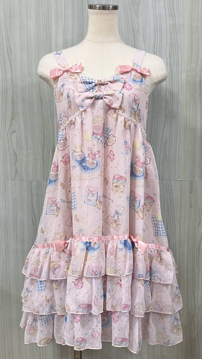 Preview of Metamorphose temp de fille/メタモルフォーゼ/ノースリーブワンピース/Sugar tea time ハイウエストジャンパースカート/ピンク/12041008