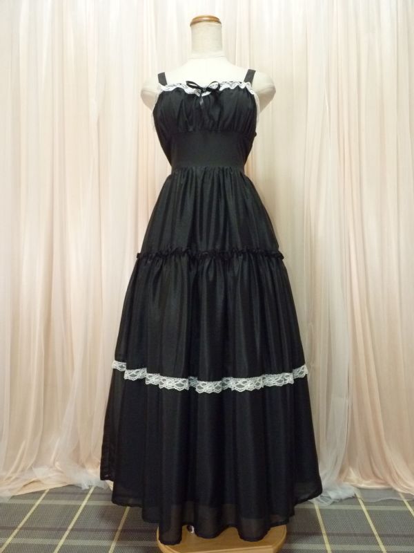 Preview of 9-4☆大きいサイズ/Lovely Tenoy/ブラック＆ホワイト/量産型地雷系ロリィタ/ロングジャンパースカート/LL/W36~50.B44~52☆