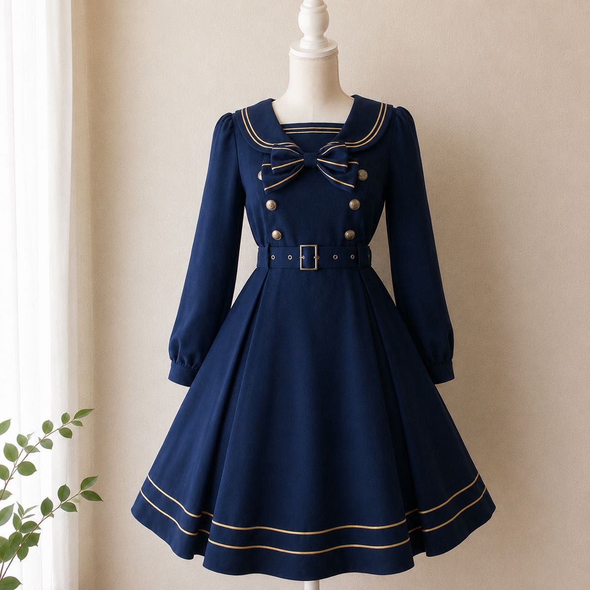 Preview of Metamorphose 長袖セーラーワンピース ネイビー
