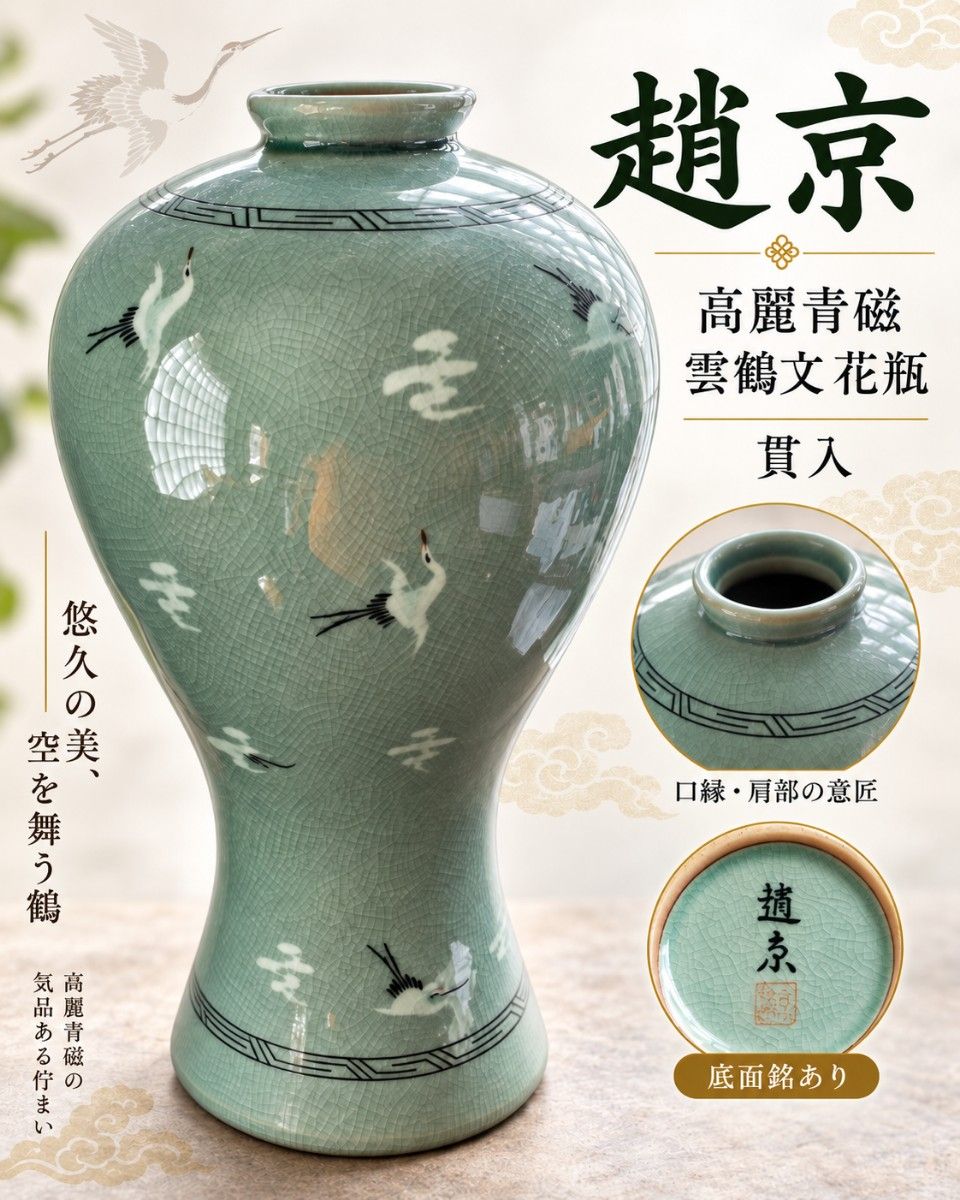 【本日限定】茶道具/花入 高麗青磁 韓国國展招待作家 黄鍾九 共箱 本日限定】茶道具/花入 高麗青磁 韓国國展招待作家 黄鍾九 共箱 高麗