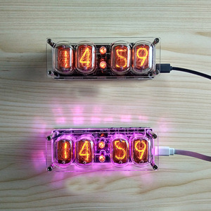レトロ 完成品 IN-12 RGBバックライト付き LED ニキシー管 時計 USB給電