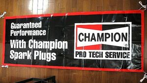 特大！ 1980’s CHAMPION チャンピオン プラグ ビンテージ バナー 検 BELL500TX ハーレー BUCO ナックル TRIUMPH トライアンフ STP 看板 所