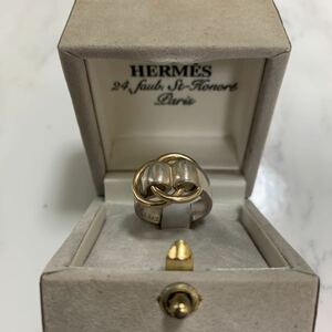 【磨き済 箱付】 HERMES エルメス ドゥザノー リング 指輪 アクセサリー コンビ ゴールド シルバー K18 YG 750 SV 925 ヴィンテージ