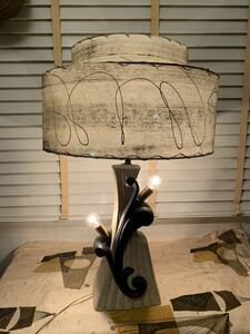 1950s ヴィンテージ 陶器　豪華ランプ　ツインシェード レトロ ミッドセンチュリー　ヴィンテージ　ナイトスタンド　ライト　50ｓ 60ｓ