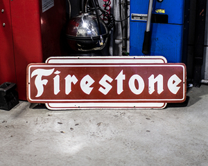 ファイアストーン大型メタルサインmade in U.S.A ホーロー firestone ビンテージサイン ヴィンテージ アメリカ 看板 標識 古着 ガレージ